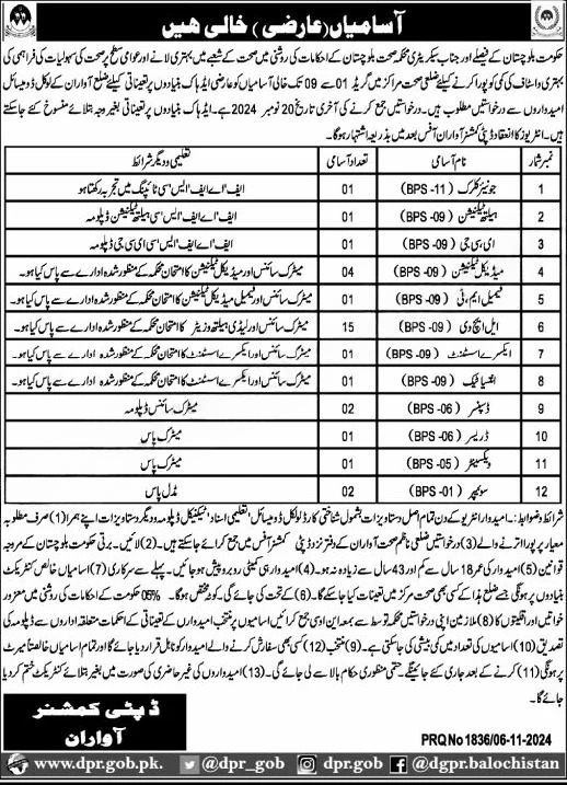 Health Department Awaran Jobs 2024 – Health Department Balochsitan Jobs 2024 — original advertisement