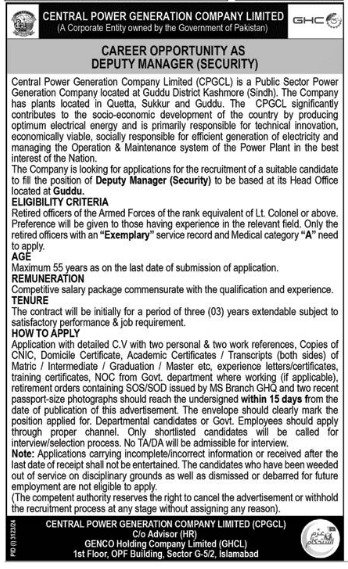 Central Power Purchasing Agency Guarantee Ltd CPPAG Job – Central Power Purchasing Agency Guarantee Limited Jobs 2024 — original advertisement