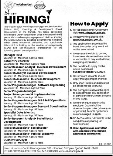 The Urban Unit Lahore Jobs 2024 – The Urban Unit Punjab Jobs 2024 — original advertisement