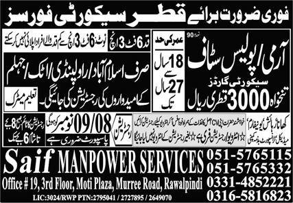 Army Police Staff Jobs in Saudia Arabia 2024 – Saif Manpower Services Jobs 2024 — original advertisement
