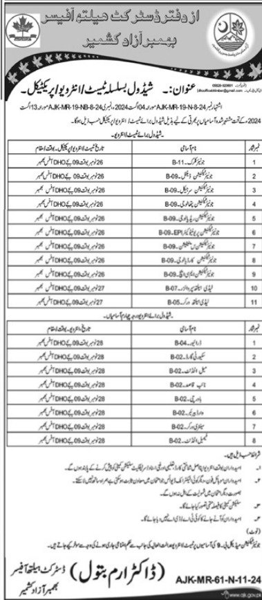 Health Department Bhimber Ajk Jobs 2024 – Health Department Azad Jammu Kashmir Jobs 2024 — original advertisement