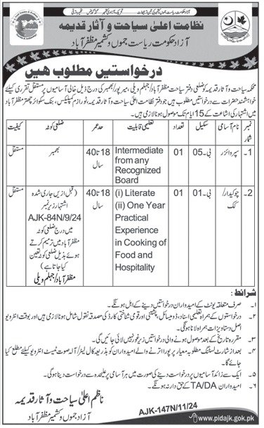 Museum & Archaeology Department Azad Jammu kashmirJobs 2024 – Govt of Azad Kashmir Jobs 2024 — original advertisement