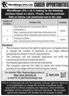 Micro Merger Private Limited Jobs 2024 – Micromergers Private Limited Jobs 2024 — original advertisement
