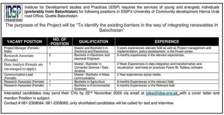 Institute for Development Studies and Practices Jobs 2024 – IDSP university of Community Development Jobs 2024 — original advertisement
