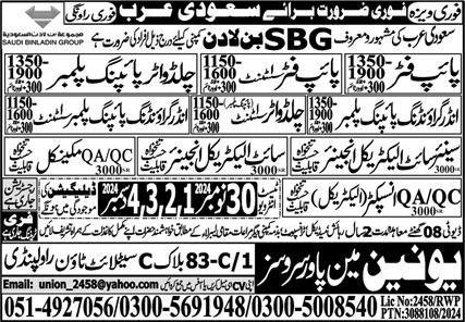 QA Inspector & Site Electrical Engineer Jobs 2024 – Union Manpower Services Jobs 2024 — original advertisement