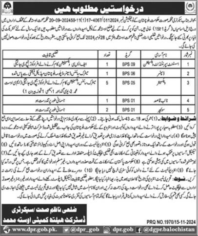 District Health Committee Usta Muhammad Jobs 2024 – Health Department Balochsitan Jobs 2024 — original advertisement