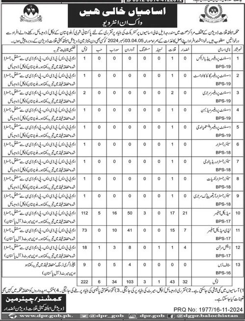 Divisional Health Services Kalat Division Jobs 2024 – Health Department Balochsitan Jobs 2024 — original advertisement
