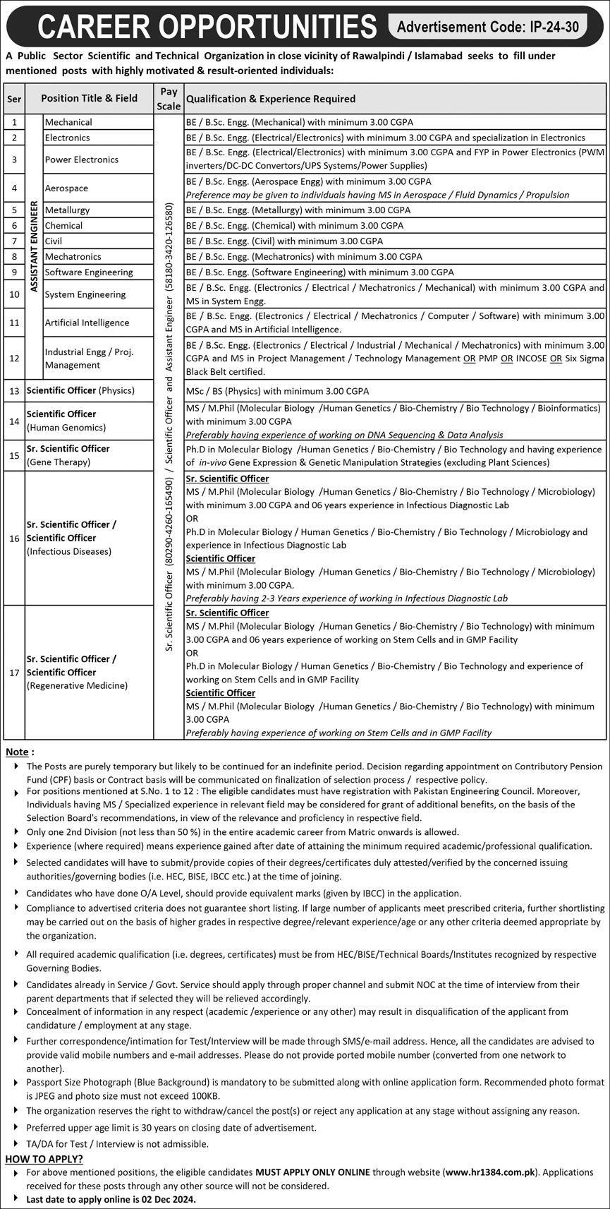 Public Sector Scientific & Technical Organization Jobs 2024 – Public Sector Organization Jobs 2024 — original advertisement