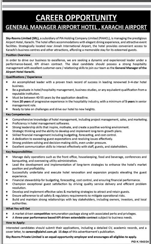 Sky Rooms Limited SRL Karachi Job 2024 – Private Company Jobs 2024 — original advertisement