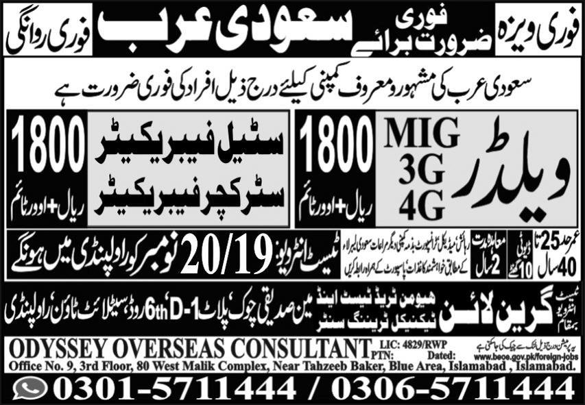 Welder And Steel Fabricator Jobs In Saudi Arabia – Green Line Human Resource Manpower Jobs 2024 — original advertisement