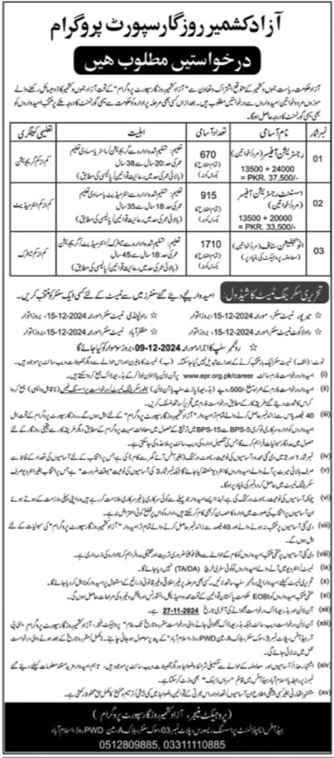 Azad Kashmir Rozgar Support Program Jobs 2024 – Govt of Azad Kashmir Jobs 2024 — original advertisement