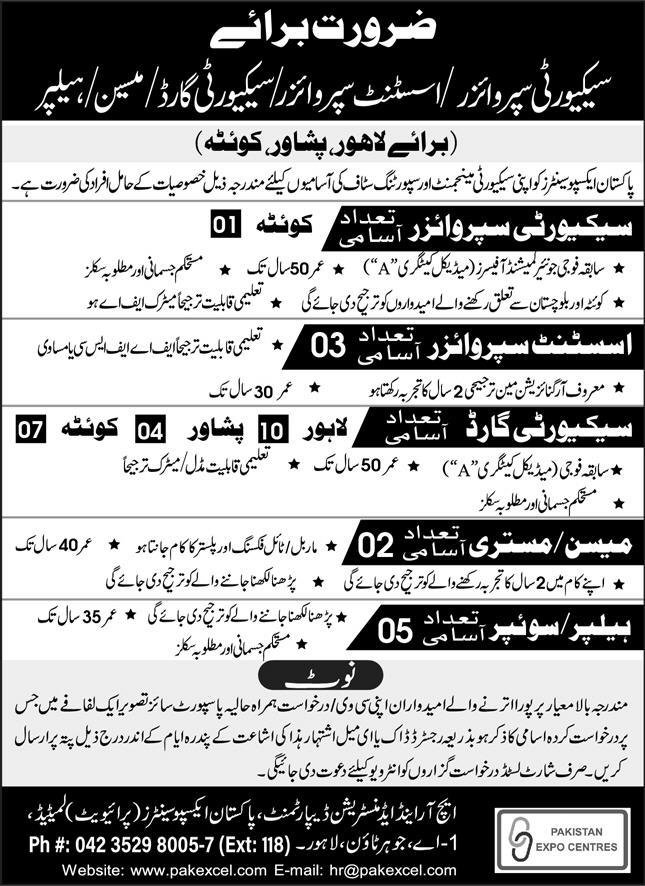 Pakistan Expo Centres Pvt Ltd Islamabad Jobs 2024 – Pakistan Expo Centres Private Limited Jobs 2024 — original advertisement