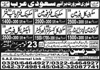 Mechanical Foreman & Electrical Foreman Jobs 2024 – Harmain Trade Test & Technical Training Center Jobs 2024 — original advertisement