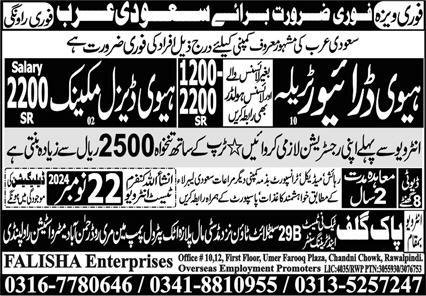 Heavy Diesel Mechanic & Heavy Traila Driver Jobs 2024 – Pak Gulf Tec Ni Test & Training Center Manufacturing Jobs 2024 — original advertisement
