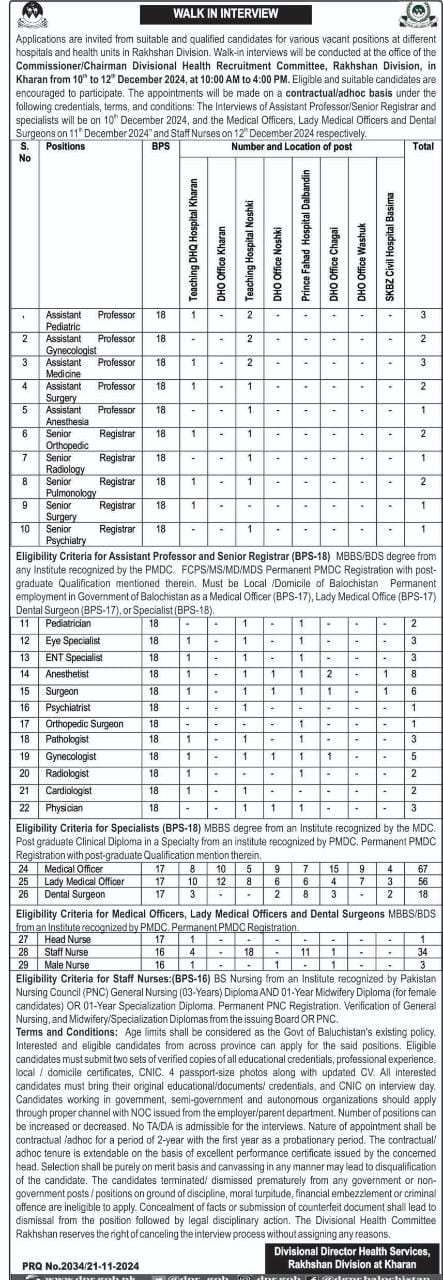 Divisional Director Health Services Rakhshan Jobs 2024 – Health Department Balochsitan Jobs 2024 — original advertisement