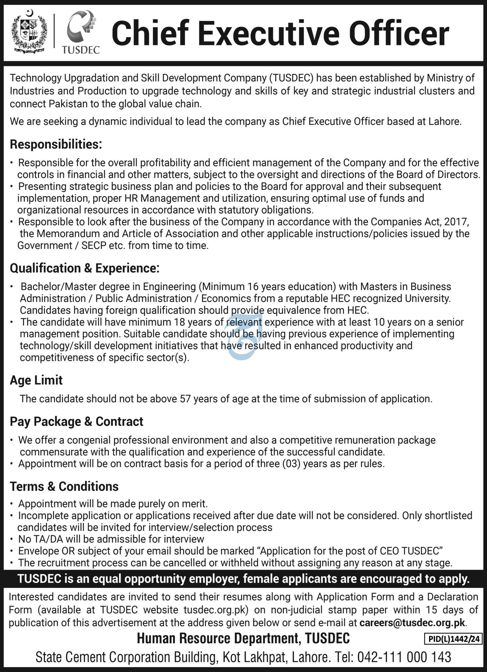 Technology Upgradation and Skill Development Company Jobs Jobs 2024 — original advertisement