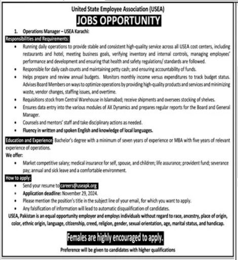 United State Employee Association USEA Jobs 2024 – United States Employee Association Jobs 2024 — original advertisement