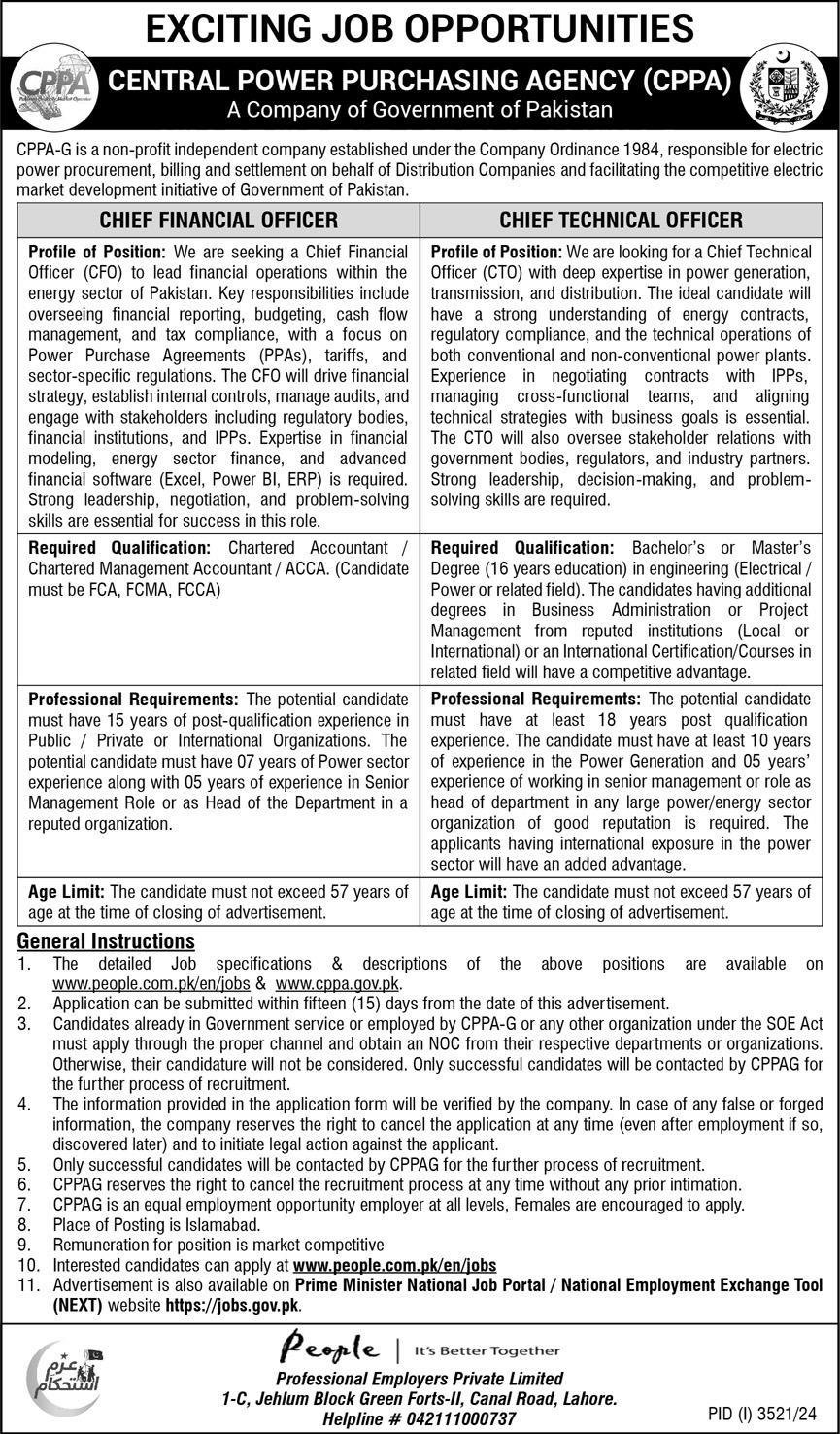 Central Power Purchasing Agency CPPA Jobs 2024 – Central Power Purchasing Agency Guarantee Limited Jobs 2024 — original advertisement