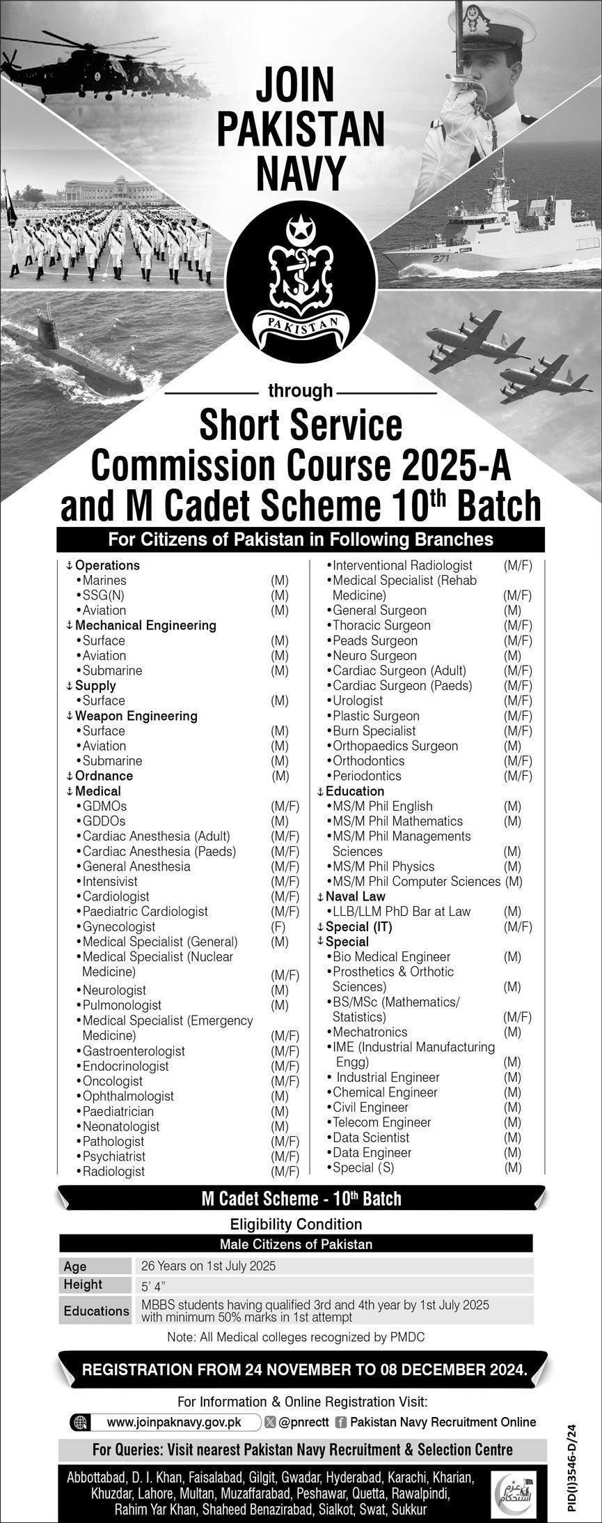 Join Pakistan Navy As M Cadet Jobs 2024 Jobs 2024 — original advertisement