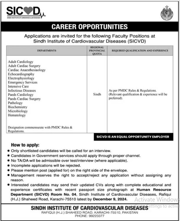 Sindh Institute of Cardiovasular Diseases Sindh Jobs 2024 – Sindh Institute of Urology and Transplantation SIUT Karachi Jobs 2024 — original advertisement