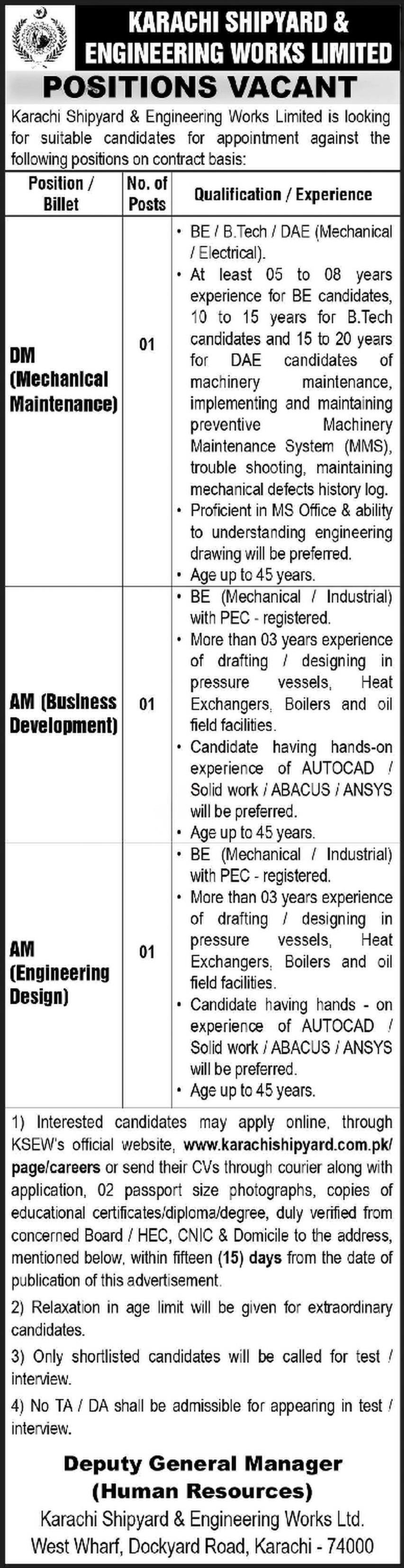 Karachi Shipyard And Engineering Works Jobs 2024 – Karachi Shipyard & Engineering Works Limited Jobs 2024 — original advertisement