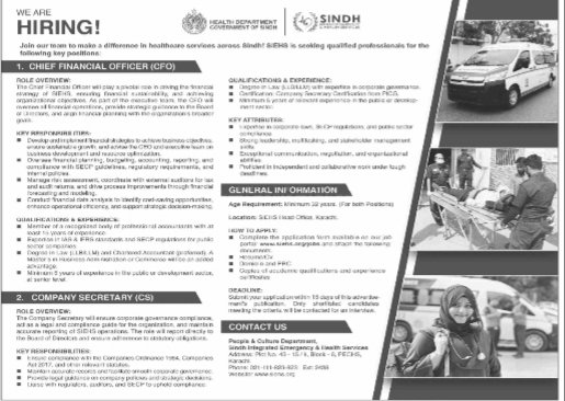 Health department Sindh Karachi Jobs 2024 Jobs 2024 — original advertisement