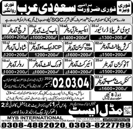 Crish Plant Operator And Crane Operator Jobs in Saudi Arabia – Middle East Technical Trade Test & Training Center Jobs 2024 — original advertisement