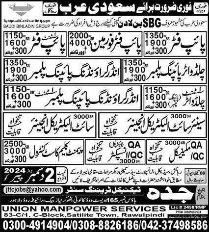 Pipe Fitter Assistant & Site Electrical Engineer Jobs 2024 – Jeddah Technical Training Center Jobs 2024 — original advertisement