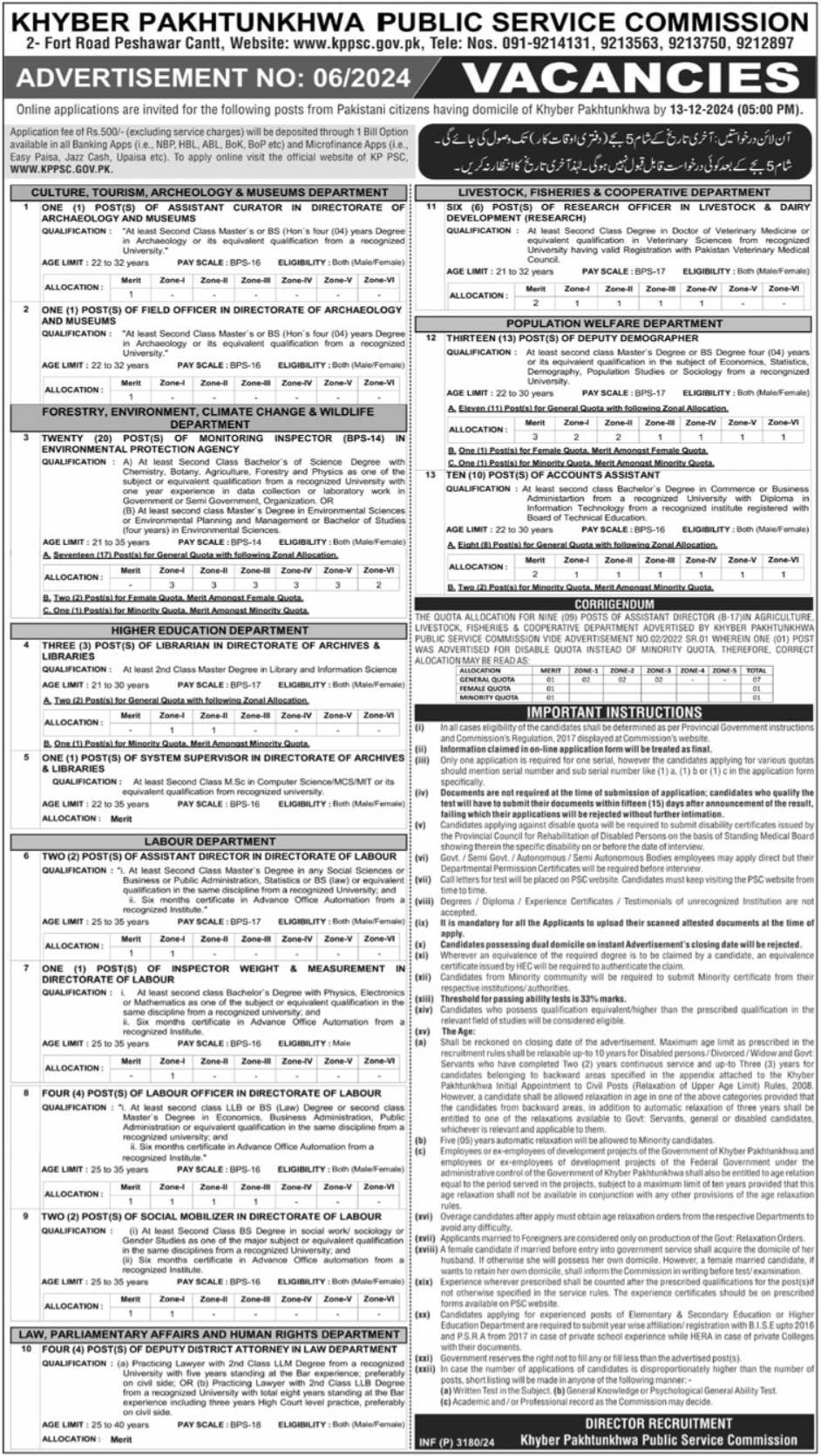 Khyber Pakhtunkhwa Public Service Commission Jobs 06/2024 Jobs 2024 — original advertisement