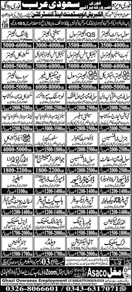 Document Controller & Planning Engineer Jobs 2024 – Ghazi Overseas Employment Jobs 2024 — original advertisement
