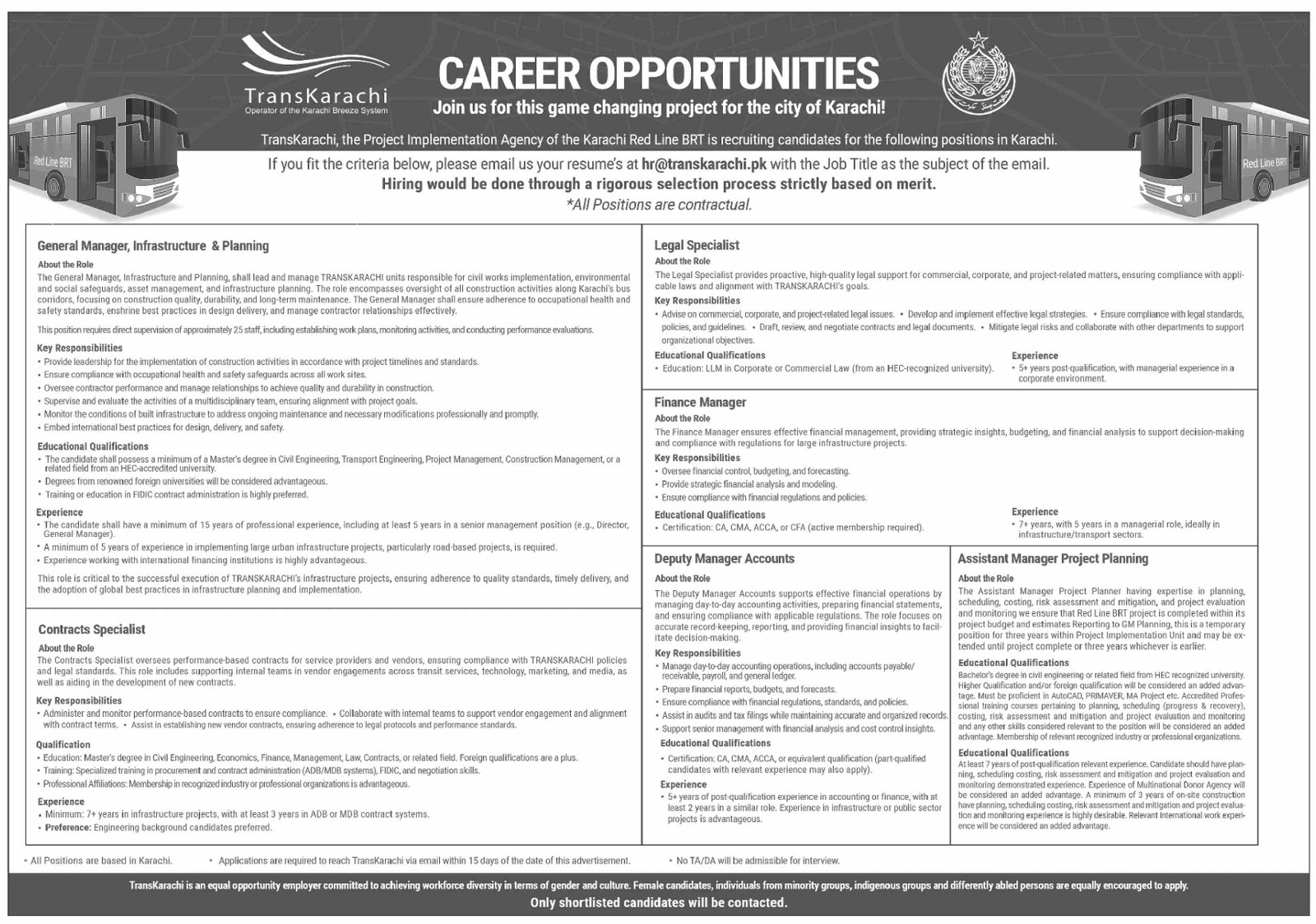Transkarachi Sindh Jobs 2024 – Trans Karachi Jobs 2024 — original advertisement