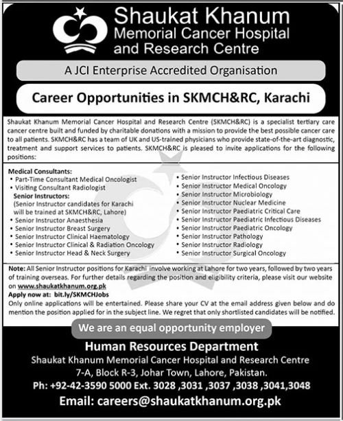 Shaukat Khanum Hospital Lahore Punjab Jobs 2024 – Shaukat Khanum Memorial Cancer Hospital and Research Centre Jobs 2024 — original advertisement