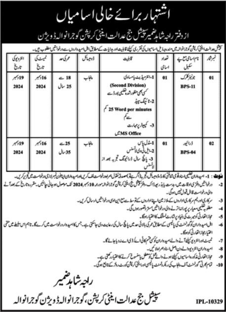 Special judge anti Corruption Court Jobs 2024 – Special Judge Anti Corruption Court peshawer Jobs 2024 — original advertisement