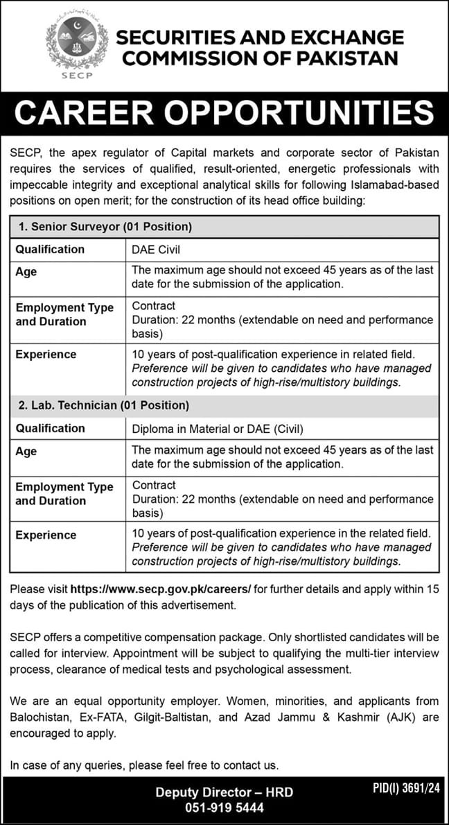 Security & Exchange Commission of Pakistan SECP Jobs – Securities & Exchange Commission of Pakistan Jobs 2024 — original advertisement