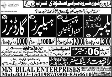 Pest Control Technician And Plumber Jobs In Saudi Arabia – Rajput Recruiting Agency Jobs 2024 — original advertisement