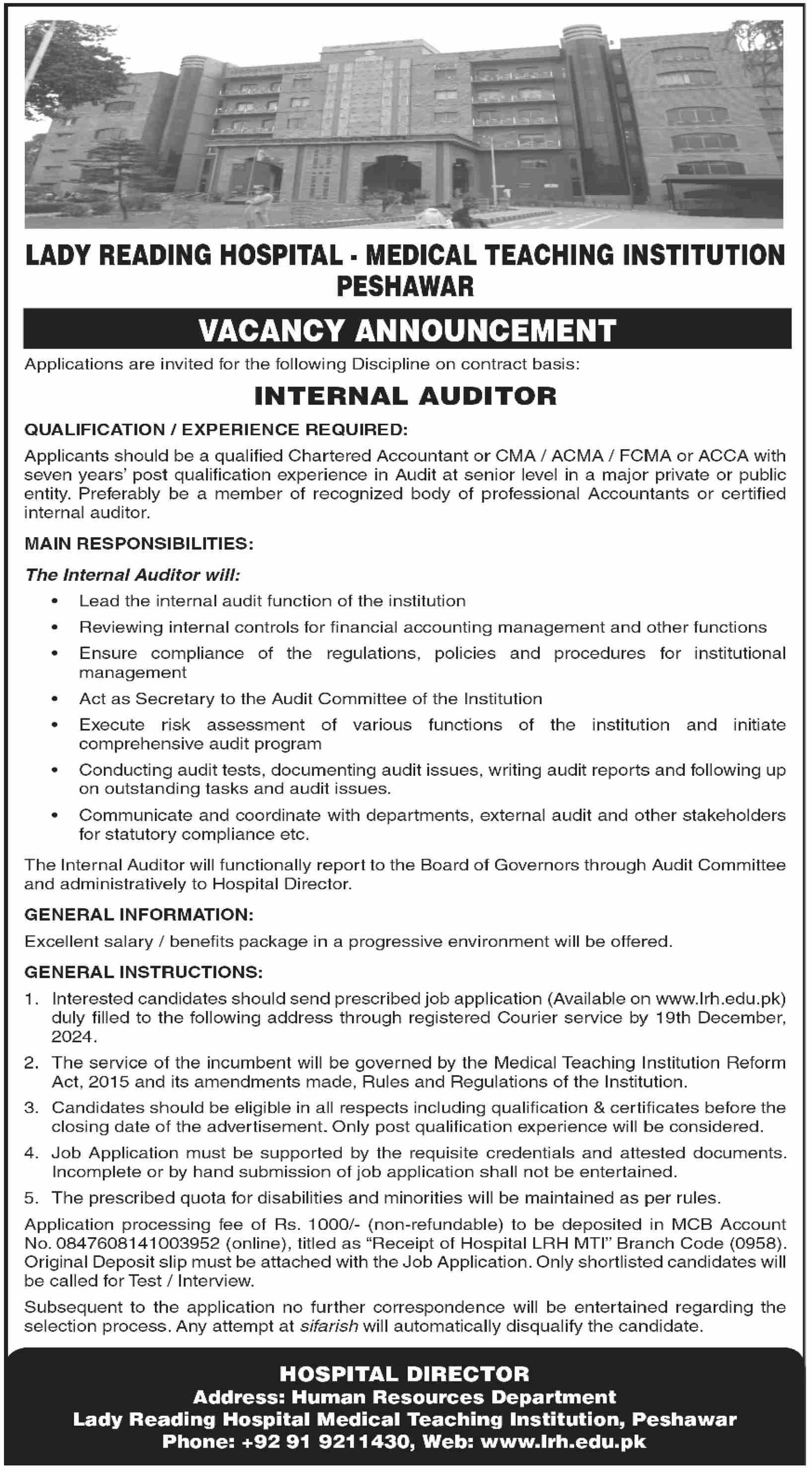 Lady Reading Hospital LRH Peshawar Jobs 2024 – Lady Reading Hospital Peshawar Jobs 2024 — original advertisement