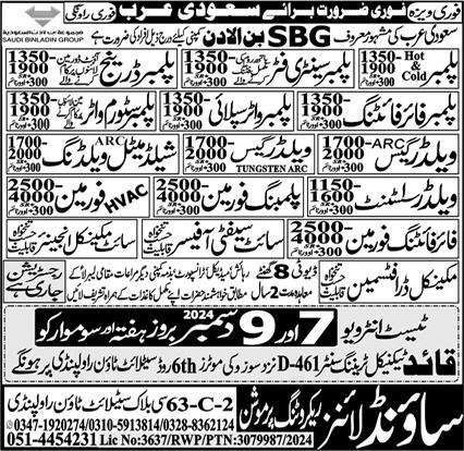 HVAC Foreman & Site Safety Officer Jobs 2024 In Saudi Arabia – Sound Lines Recruiting Promotion Jobs 2024 — original advertisement