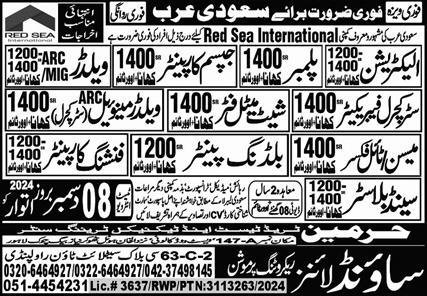 Finishing Carpenter & Sand Blaster Jobs 2024 – Harmain Trade Test & Technical Training Center Jobs 2024 — original advertisement