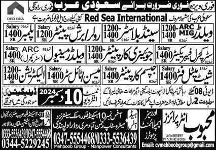 ARC Welder & Roller Painter Jobs 2024 In Saudi Arabia – Mehboob Enterprises Overseas Employment Promoters Jobs 2024 — original advertisement
