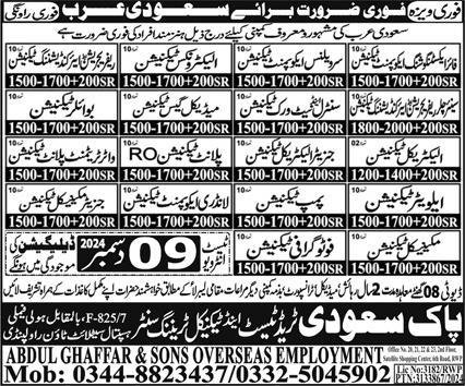Surveillance Equipment Technician & Elevator Technician Jobs – Pak Saudi Trade Test & Technical Training Center Jobs 2024 — original advertisement