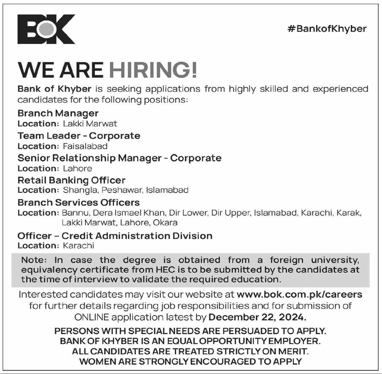 Bank of Khyber Bok Jobs 2024 Jobs 2024 — original advertisement