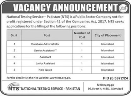 National Testing Service Pakistan NTS Jobs 2024 – Government of Pakistan Jobs 2024 — original advertisement