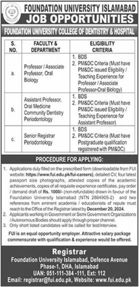 Foundation University Islamabad Jobs 2024 Jobs 2024 — original advertisement