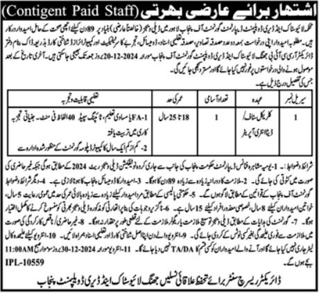 Livestock And Dairy Development Department Jobs 2024 – Livestock and Dairy Development Department Punjab Jobs 2024 — original advertisement