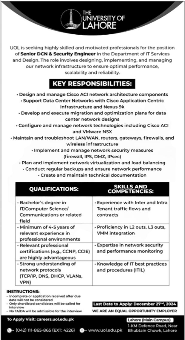 The University Of Lahore Punjab Jobs 2024 Jobs 2024 — original advertisement