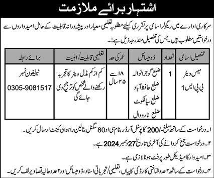Government Organziation Punjab Jobs 2024 – Public Sector Organization Admissions 2024 — original advertisement