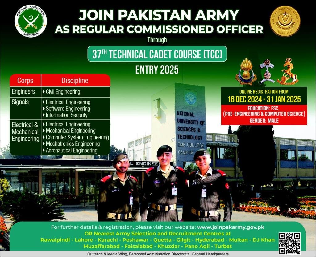 Pakistan Army As Regular Commissioned Officer jobs 2024 Jobs 2024 — original advertisement