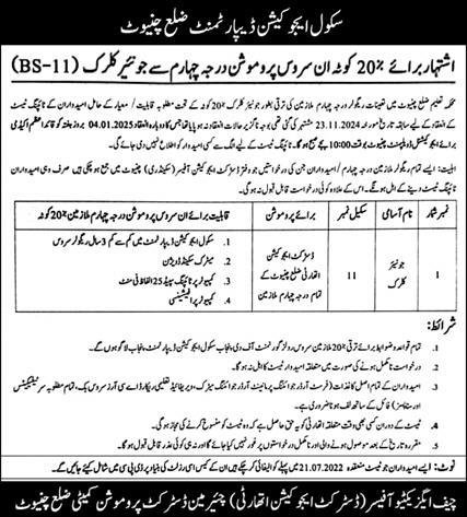 School Education Department Chiniot Job 2024 – Education Department Balochsitan Jobs 2024 — original advertisement