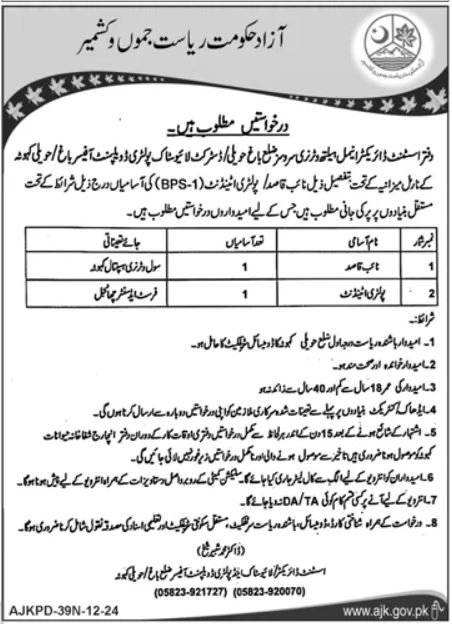 Livestock And Poultry Development AJK Jobs 2024 – Livestock & Dairy Development Department Jobs 2024 — original advertisement