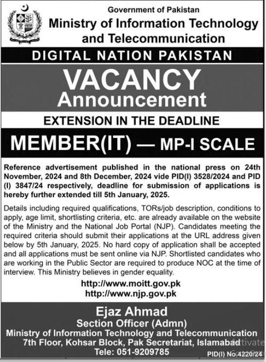 Ministry Of Information And Broadcasting Islamabad Jobs – Ministry of Information & Broadcasting Pakistan Jobs 2024 — original advertisement